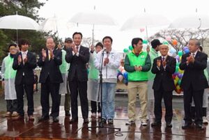 南相馬市復興祭の開会式で「前に進んでいくこと」を願う