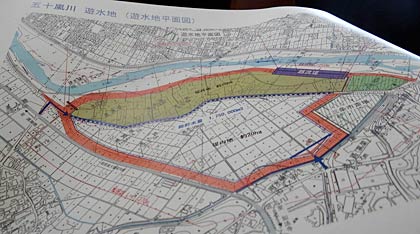 遊水地の計画の平面図