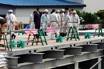 三条市大野畑で新設工事中の貝喰川下流ポンプ場