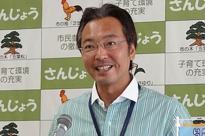 4日行われた三条市6月定例会提出議案概要説明に伴う国定市長の臨時記者会見