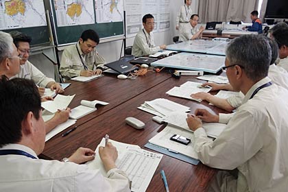 市役所に設置した災害対策本部