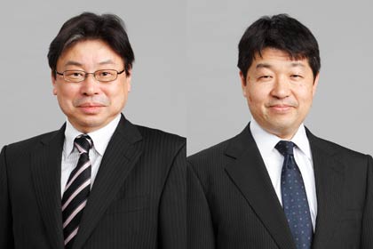  燕商工会議所と首都圏等人材交流特別委員会主催の金融セミナーの講師、東京証券取引所グループの森谷敬取締役(左)と東京証券取引所上場推進部の小沼泰之執行役員(右)