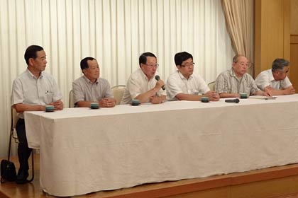  第10回口頭弁論後、地元地権者を支援する「私たちの三条市をつくる市民の会」が行った会見