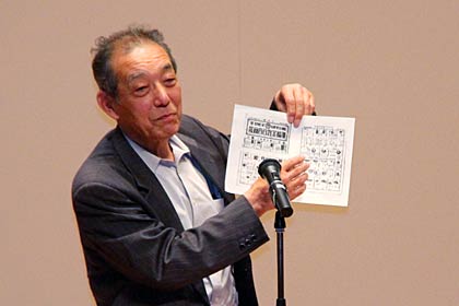 日本民具学会第37回大会の公開シンポジウムで基調講演を行う国立歴史民俗博物館の朝岡康二名誉教授