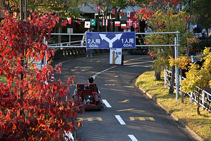 4日夕方、今年度から新しい標識もできた燕市交通公園は木々の紅葉が始まる