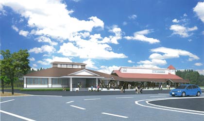 道の駅「漢学の里しただ」に建設している下田地域交流拠点施設の完成予想図