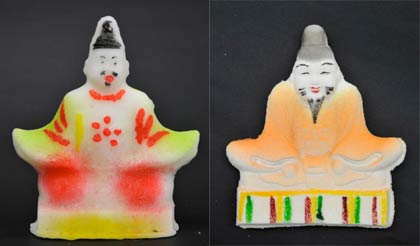 左が金花糖、右が粉菓子の天神講菓子