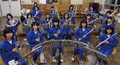 出演する大崎中吹奏楽部の練習風景