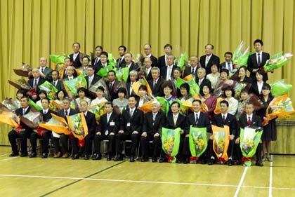 退職者の記念撮影