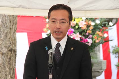  信濃川・中ノ口川治水事業促進期成同盟会会長の国定三条市長