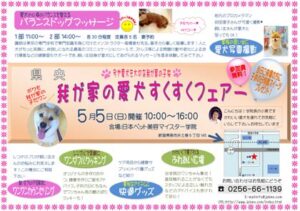 日本ペット美容マイスター学院の「我が家の愛犬すくすくフェアー」のちらし