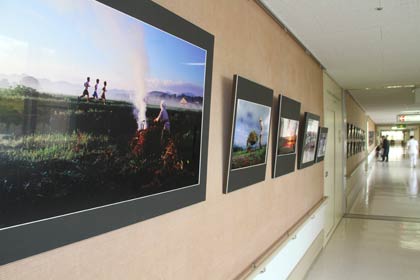 13日まで済生会三条病院で開かれている坂井進さんの写真展「人・花・風景」
