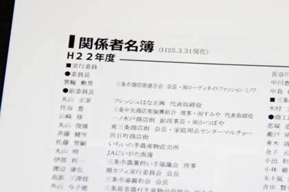 最後のページには三条マルシェ関係者一人ひとりの名前を掲載