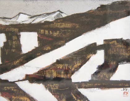 横山操の「残雪の山」