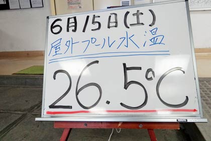 屋外プールの水温表示