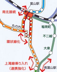 富山市発行の『富山市都市整備事業の概要』から引用、上図の転戦で囲まれた部分の拡大図