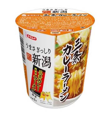  エースコックが28日、全国発売するご当地カップめん「うまさぎっしり新潟 三条カレ ーラーメン」