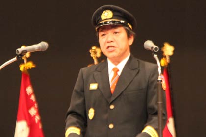 桑原消防団長の訓示