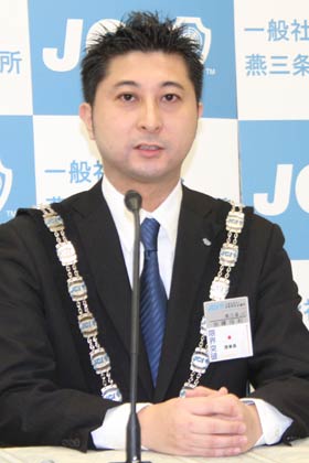 燕三条青年会議所第18代理事長、加藤将利さんが記者会見