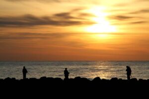 7日の三条は朝から日没まで青空が広がり、最高気温は3月上旬並みの7.2度