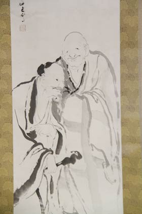  大正3年の「虎渓三笑」は、岩田作品とは思えないような漢画的な線