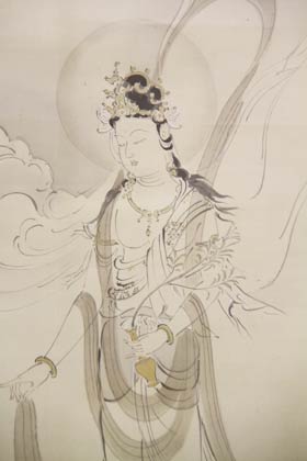 その8年後の「観世音菩薩」には、すでに良く見る岩田作品と同様の描線