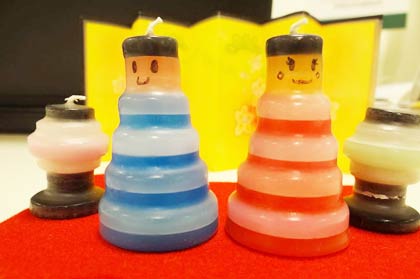 3月1日に燕三条駅観光物産センター「燕三条Wing」で行われる「ひなまつりキャンドル作り体験」でつくる「つのキャン」のおひなさまバージョン