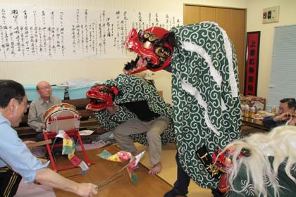上横町獅子舞保存会の練習