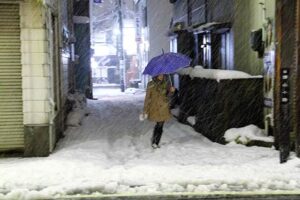 13日午後8時前の三条市本町1、帰山小路