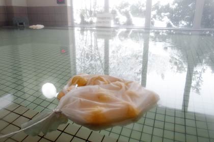 浴槽に浮かべたユズ