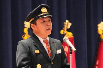 桑原消防団長の訓示