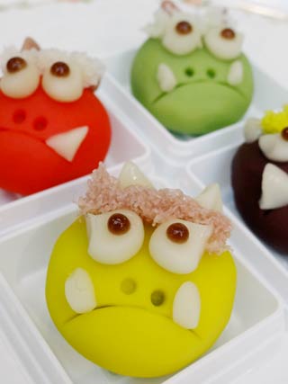  ヤマトヤが「節分フェスタ」で期間限定販売している鬼モチーフにした上生菓子
