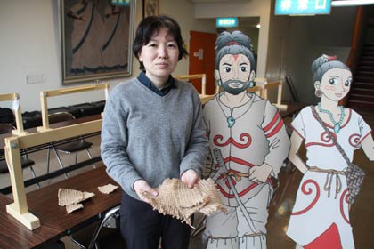 アンギン編み体験のコーナー