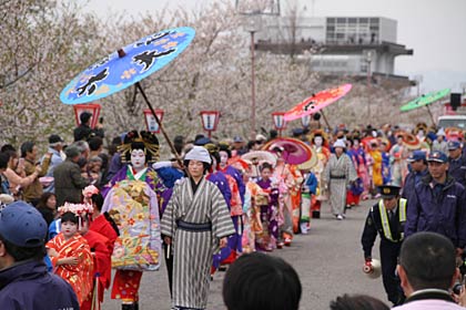 9万5,000人の人出でにぎわった第73回分水おいらん道中
