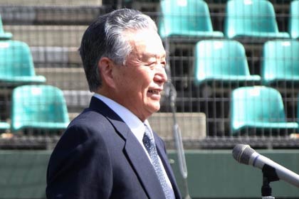 稲葉泰敬三条野球連盟会長のあいさつ
