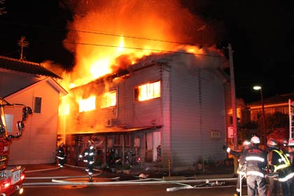 吉田東栄町の火災現場