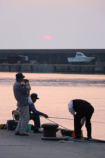 寺泊港周辺の釣り人