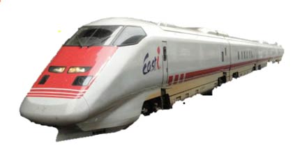 展示されるE926形新幹線電気・軌道総合検測車両「East i」