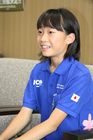 少年少女国連大使に選ばれた平原さん