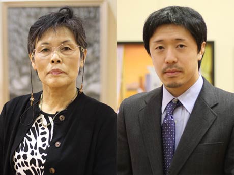 最高賞の弥彦大賞に輝いた日本画・斎藤圭子さん(左)と洋画・井上聖巳さん(右)