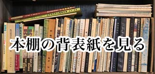 本棚の背表紙を見る