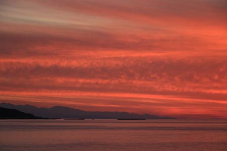 寺泊で日本海の夕焼け