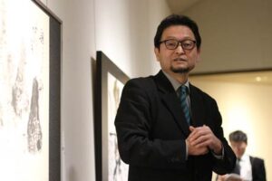 田中藍堂書展「人間讃歌・人は皆生まれたときからスターだ」のオープニングセレモニーで藍堂さん