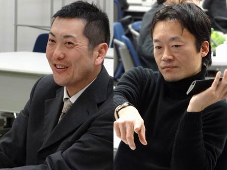 左から梨本商店社長の梨本次郎さん、マルナオ社長の福田隆宏さん