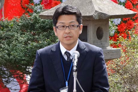 信濃川河川事務所大河津出張所の北沢所長が式辞