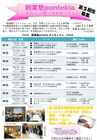 創業塾「ポンテキア」のちらし