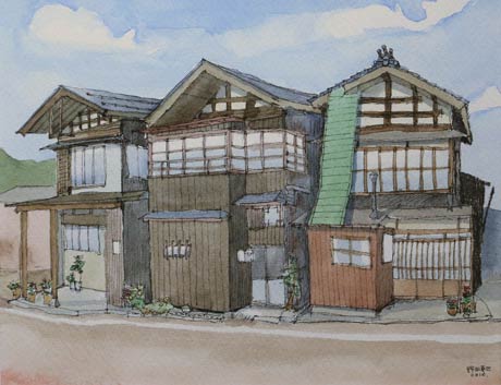 本町の切妻屋根