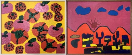 展示作品例、左が「くだもの」、右が「帰り道」