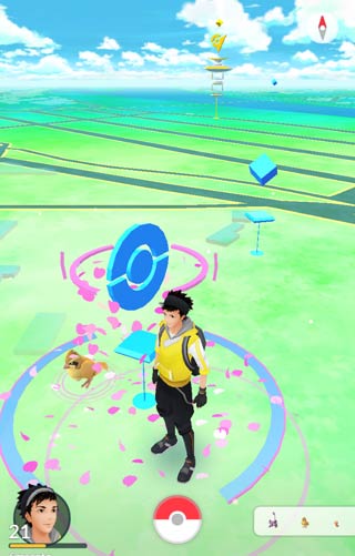 ポケストップ「あずまや」でルアーモジュールを使ったところ