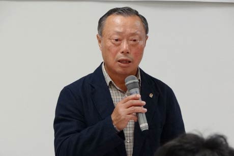 野崎三条市体育協会会長の激励